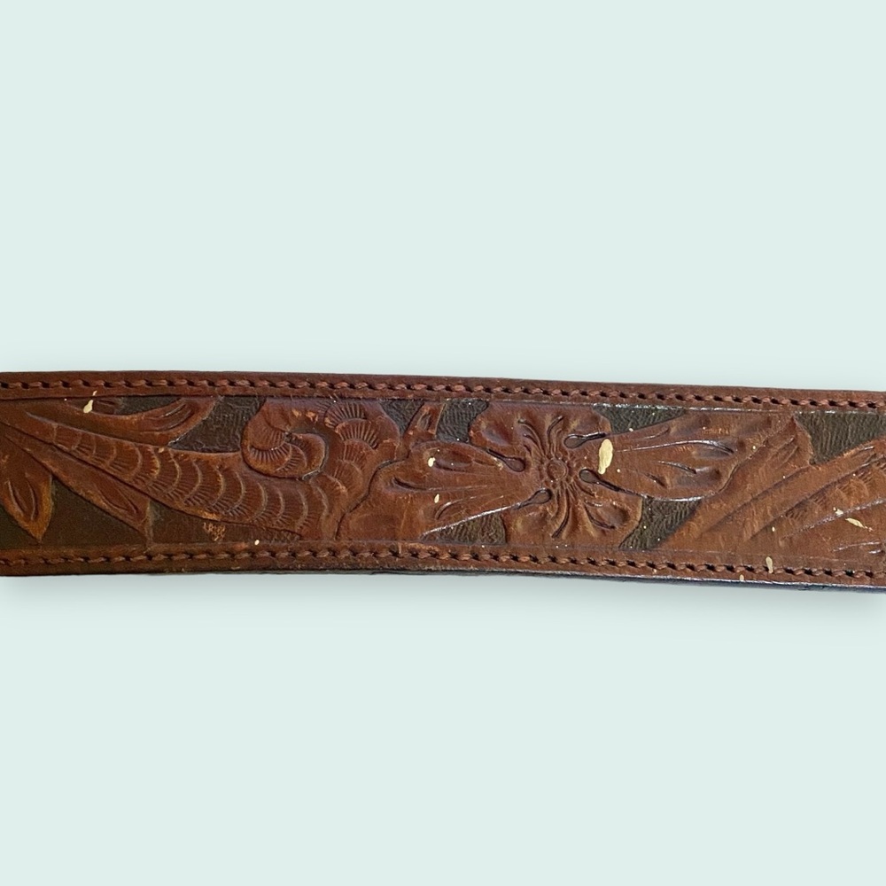 Resistol Genuine Full Grain Tooled Leather Men’s Belt SZ 38 - Picture 7 of 12